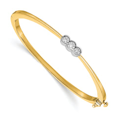 14k Two-tone AA Diamond Hinged Bangle