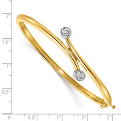 14k Two-tone AA Diamond Hinged Bangle