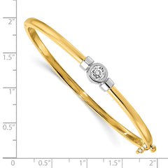 14k Two-tone AA Diamond Hinged Bangle