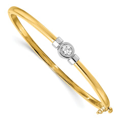 14k Two-tone AA Diamond Hinged Bangle