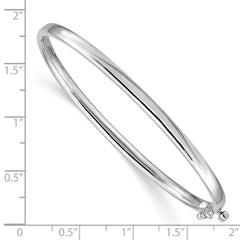 14k White Gold 3.6mm Polished Solid Hinged Bangle Bracelet