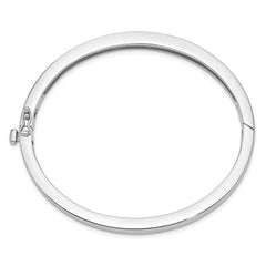 14k White Gold 5.3mm Polished Solid Hinged Bangle Bracelet