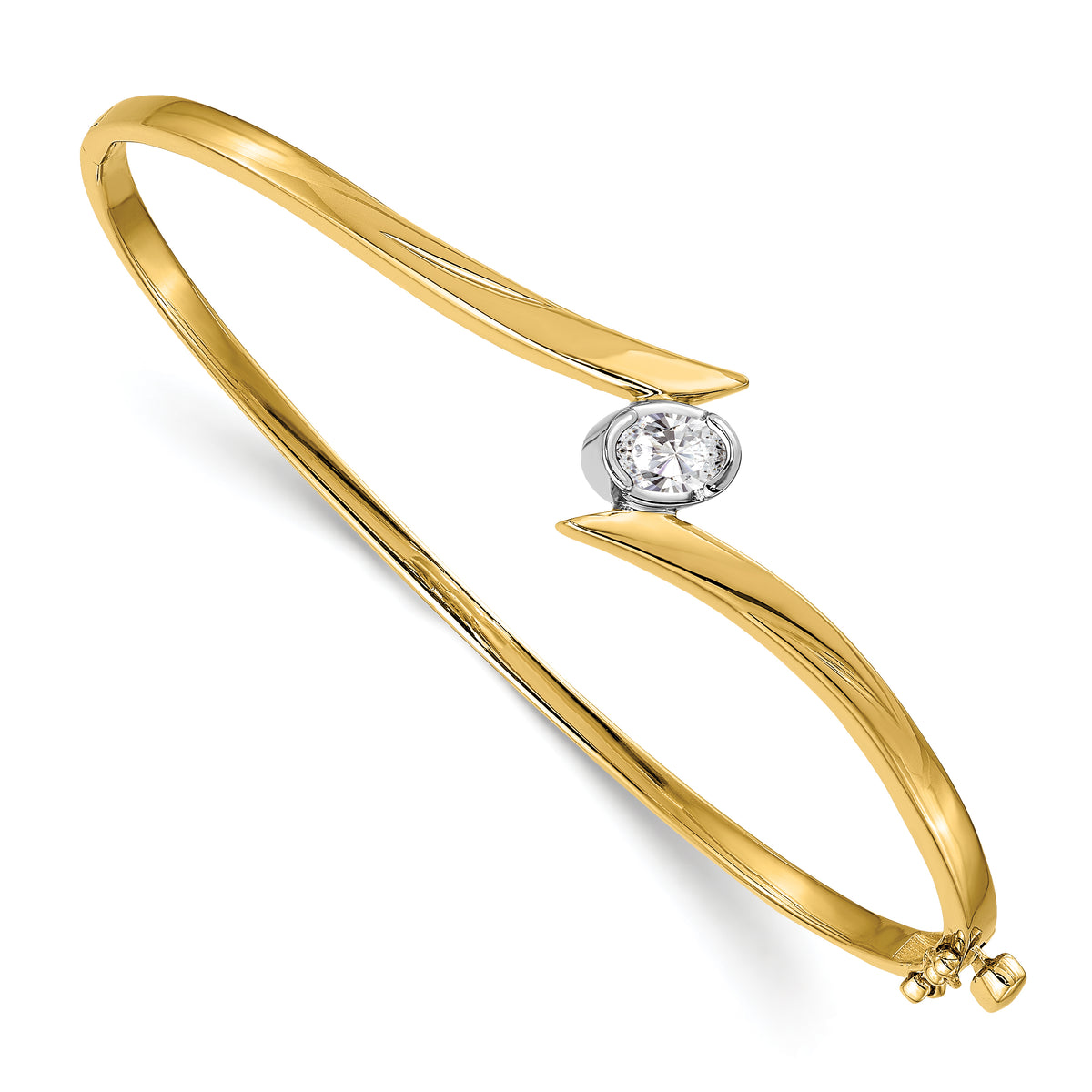 14k Two-tone AAA Diamond bangle