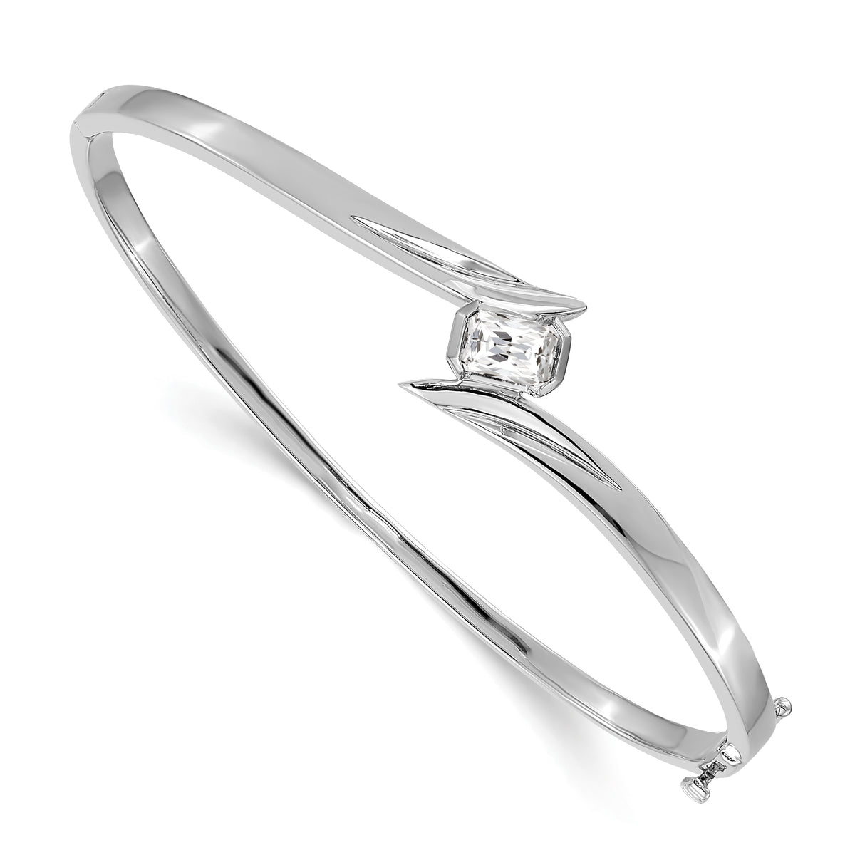 14k White Gold AAA Diamond bangle