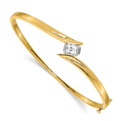 14k Two-tone AAA Diamond bangle