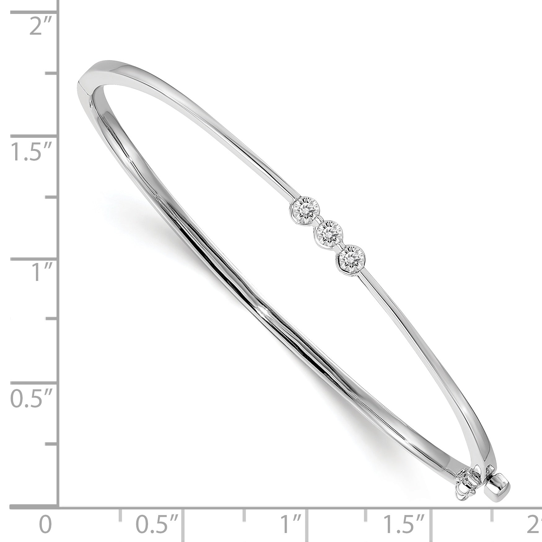 14k White Gold AA Diamond Hinged Bangle