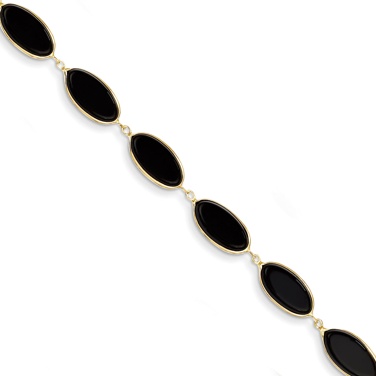 14k 8.25in Polished Genuine Fancy Onyx Bracelet