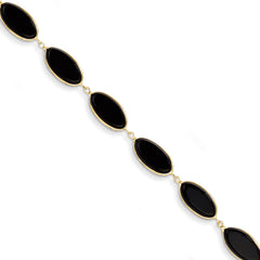 14k 8.25in Polished Genuine Fancy Onyx Bracelet