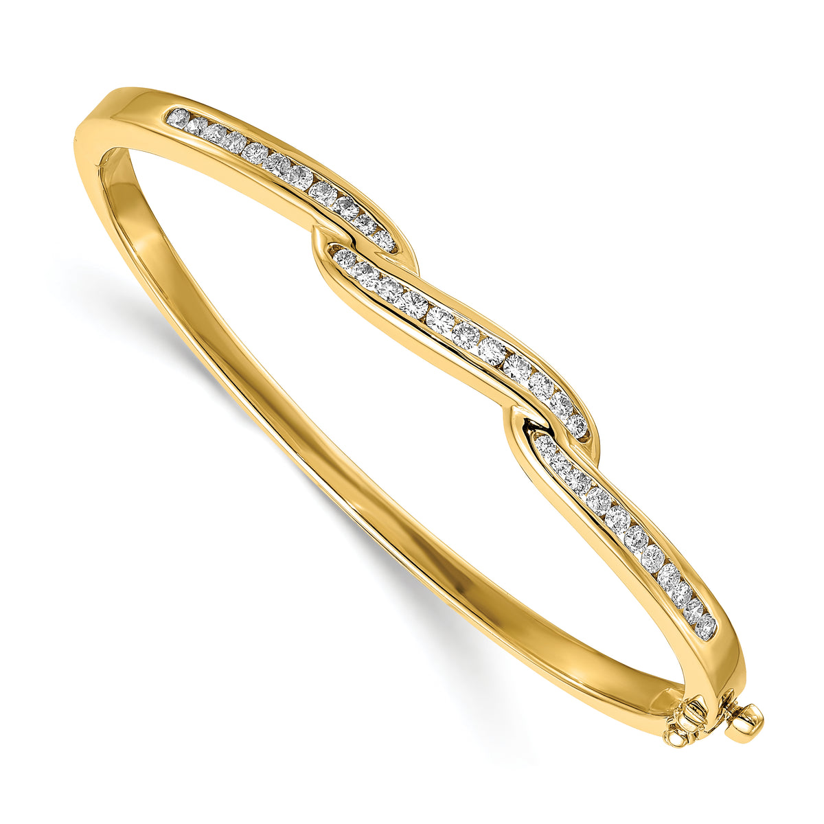 14k AA Diamond Hinged Bangle