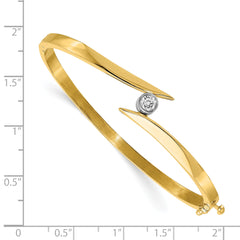 14k Two-tone AA Diamond Hinged Bangle