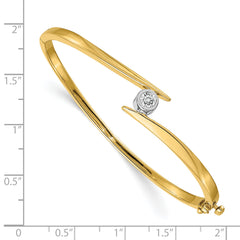 14k Two-tone AA Diamond Hinged Bangle