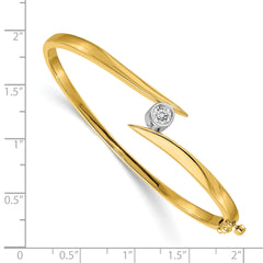 14k Two-tone AA Diamond Hinged Bangle