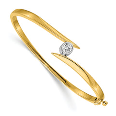 14k Two-tone AA Diamond Hinged Bangle