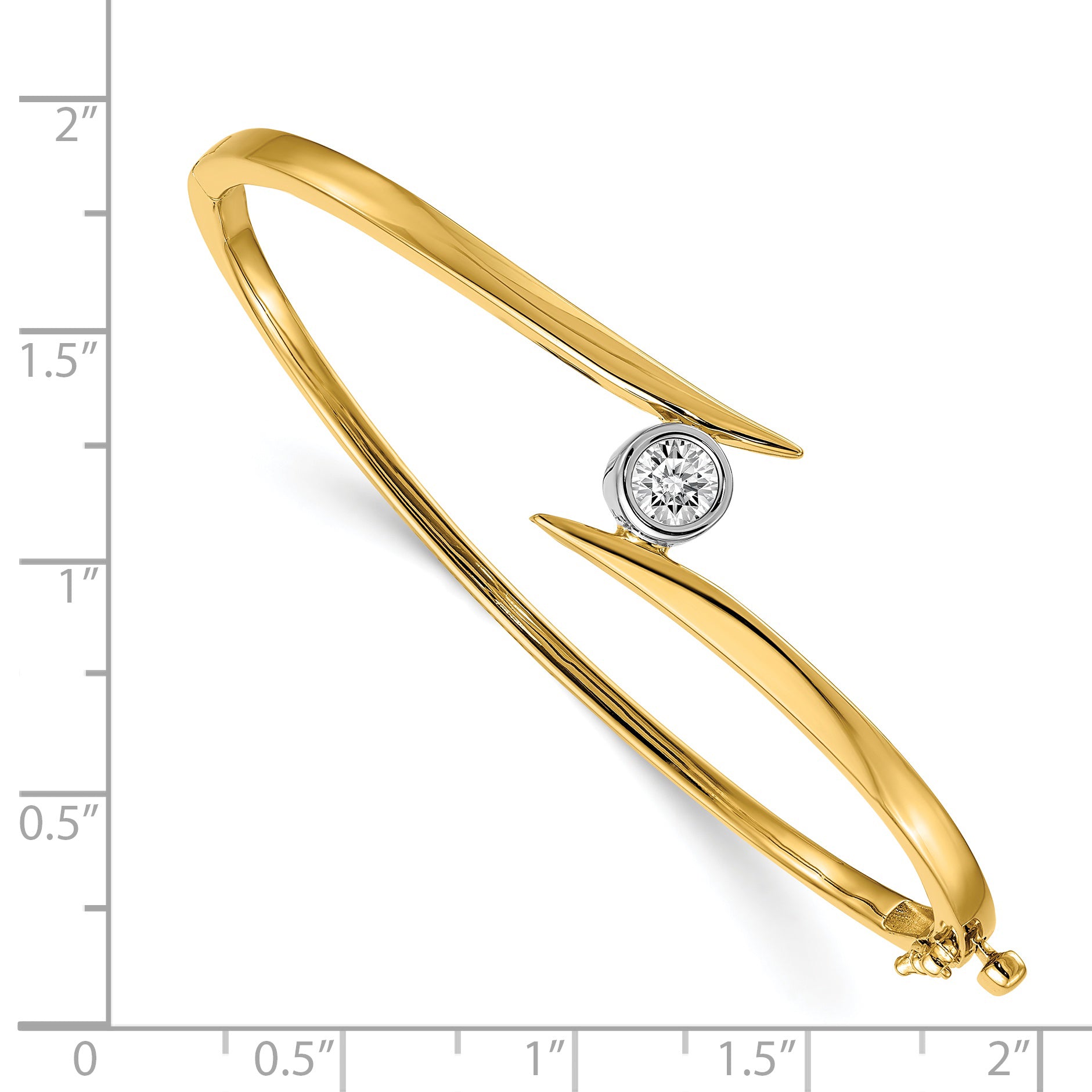 14k Two-tone AA Diamond Hinged Bangle