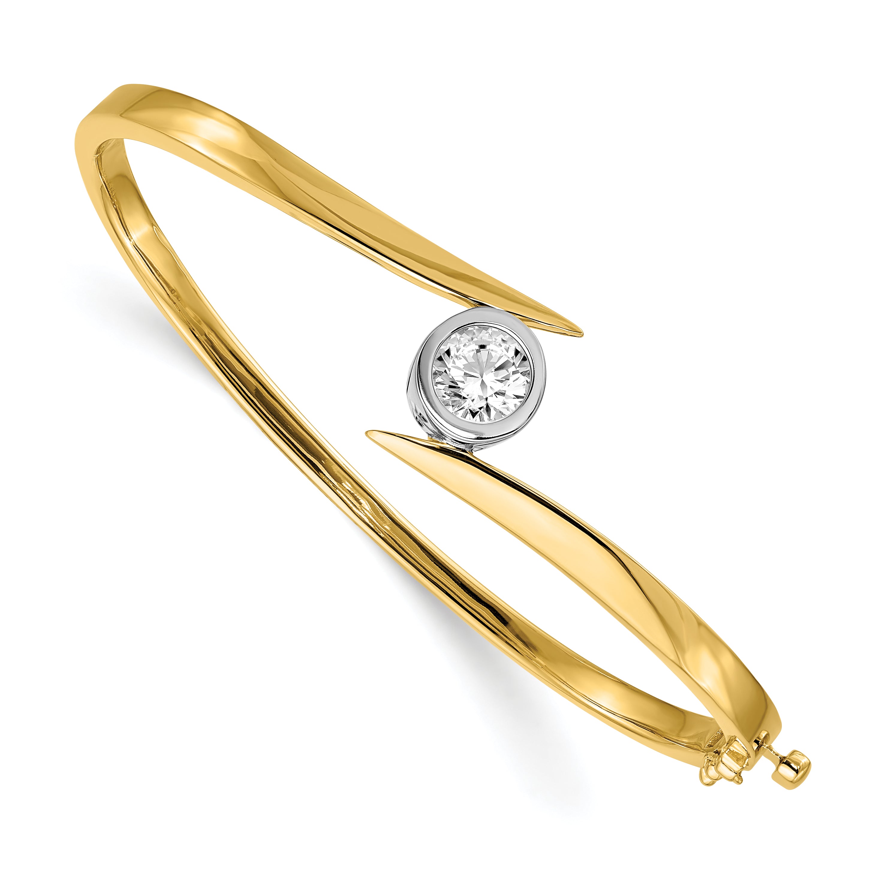 14K Two-Tone Lab Grown Diamond VS/SI GH Bezel Bangle