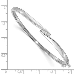 14k White Gold AA Diamond Hinged Bangle