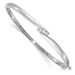 14k White Gold AA Diamond Hinged Bangle