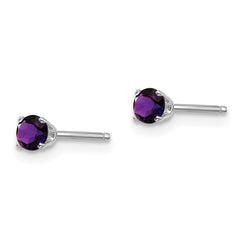 14K White Gold 3mm Amethyst Stud Earrings