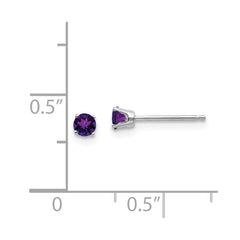 14k White Gold 3mm Amethyst Stud Earrings