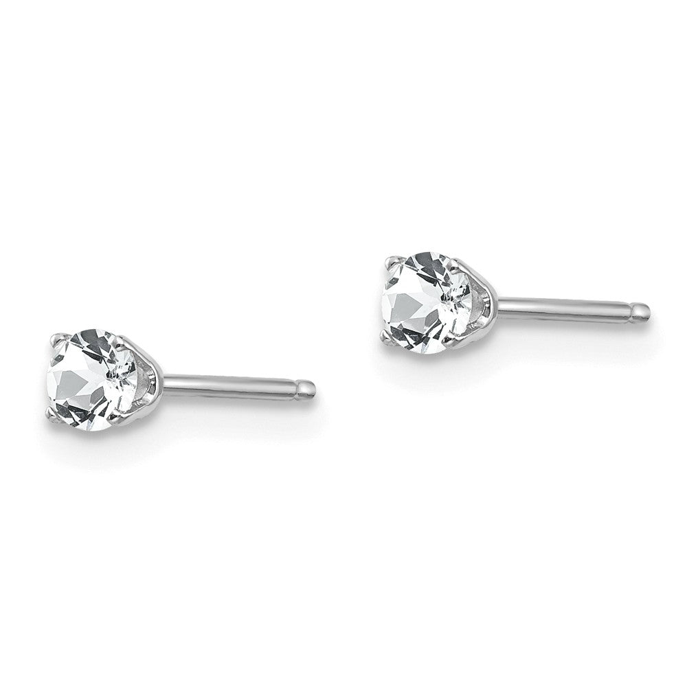 14K White Gold 3mm White Topaz Stud Earrings