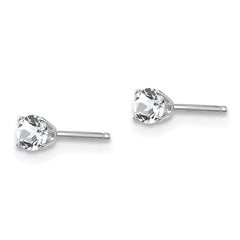 14K White Gold 3mm White Topaz Stud Earrings