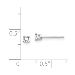 14k White Gold 3mm White Topaz Stud Earrings