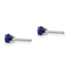 14K White Gold 3mm Sapphire Stud Earrings