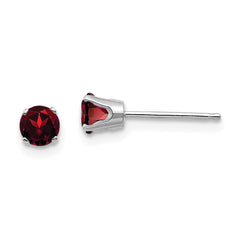 14K White Gold 4mm Garnet Stud Earrings