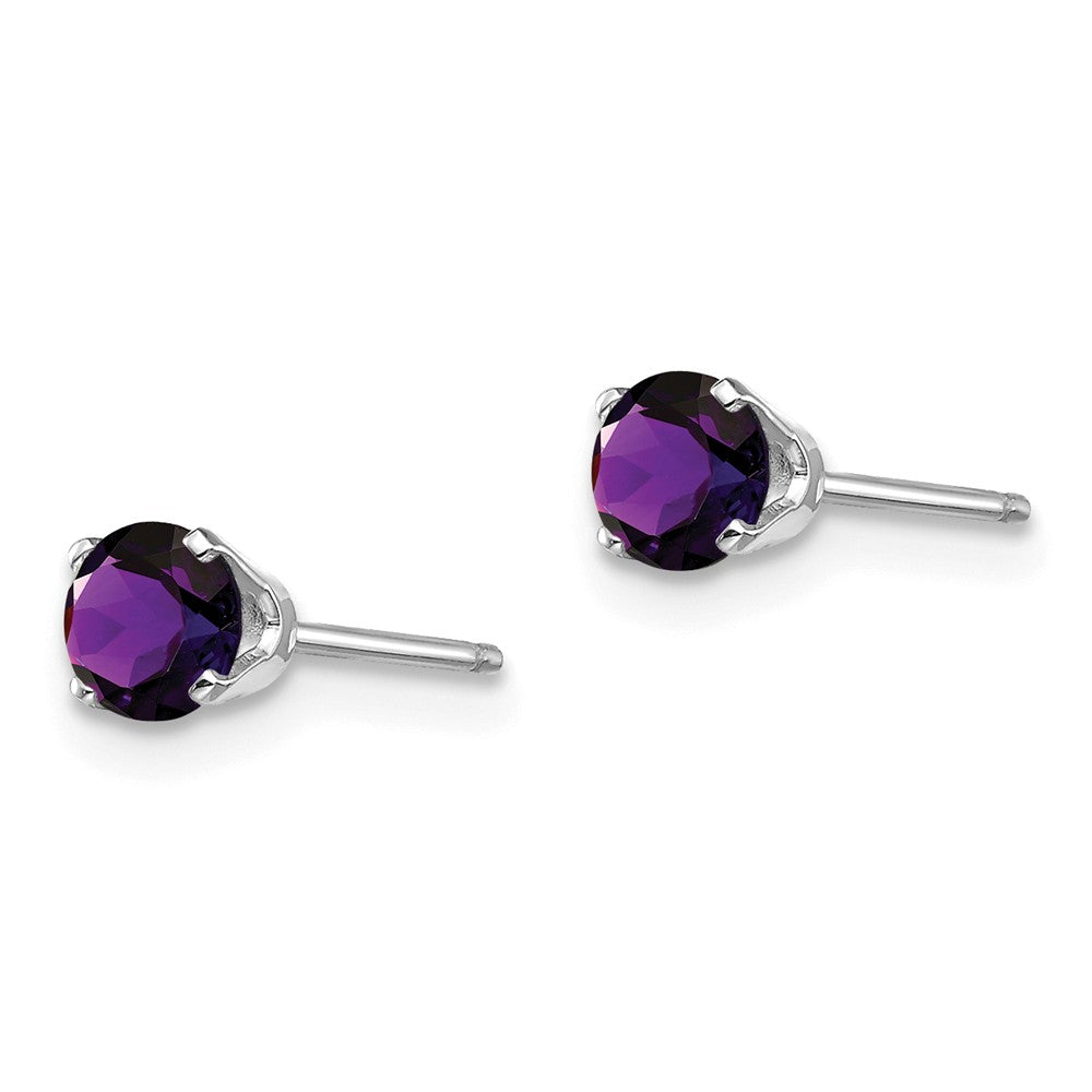 14K White Gold 4mm Amethyst Stud Earrings