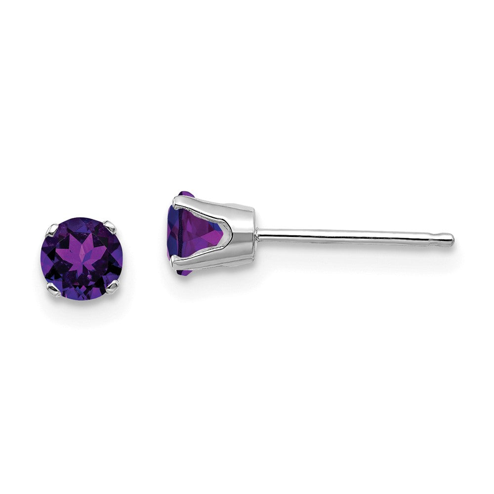 14K White Gold 4mm Amethyst Stud Earrings