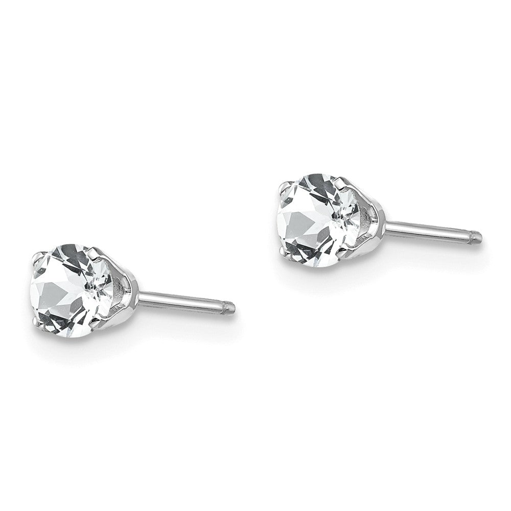 14K White Gold 4mm White Topaz Stud Earrings