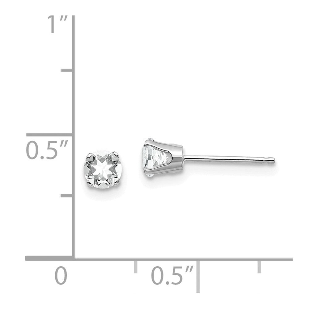 14k White Gold 4mm White Topaz Stud Earrings