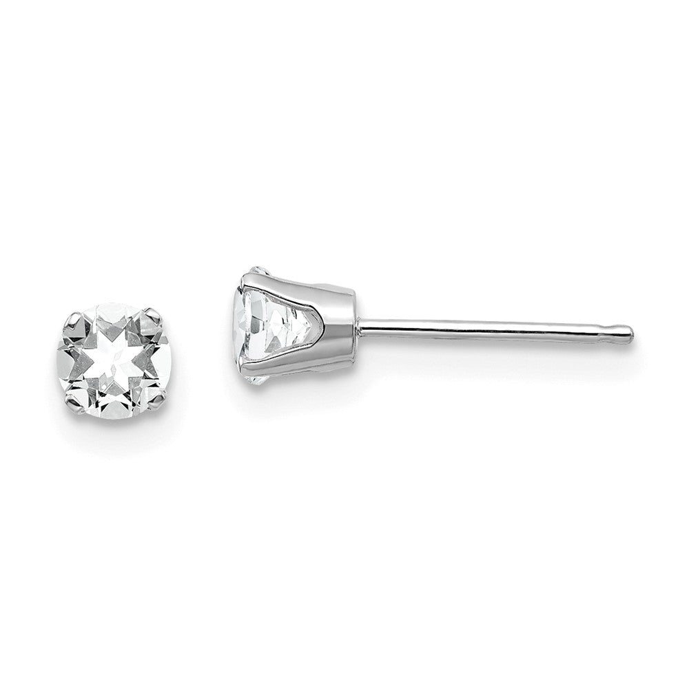 14K White Gold 4mm White Topaz Stud Earrings