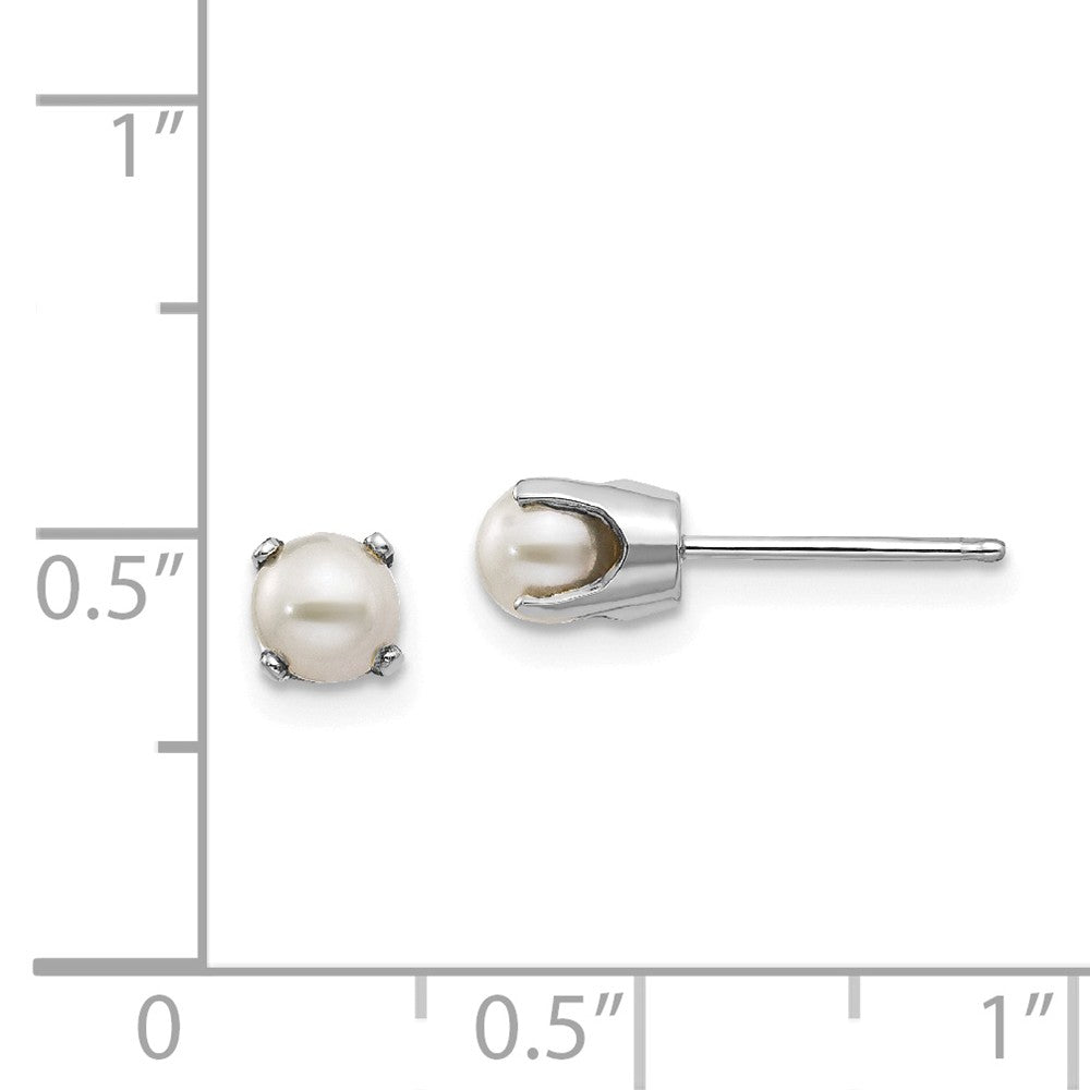 14k White Gold 4mm FW Cultured Pearl Stud Earrings