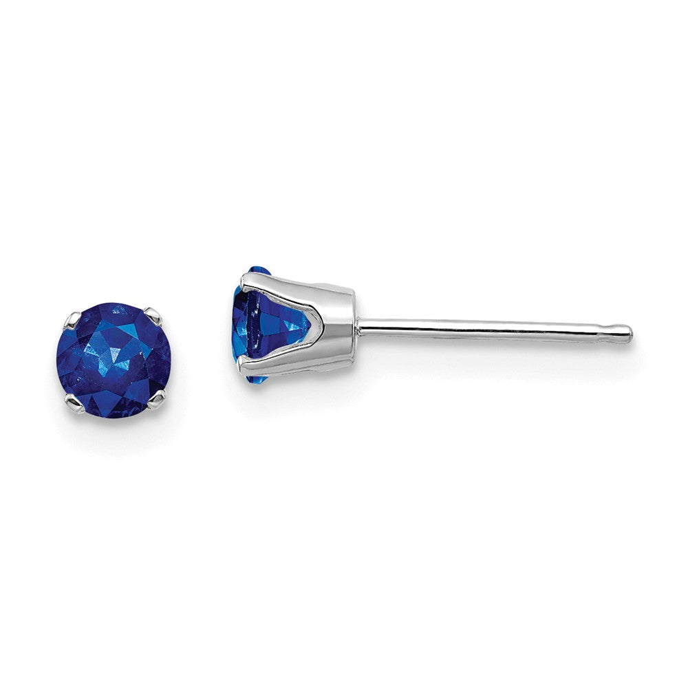 14K White Gold 4mm Sapphire Stud Earrings