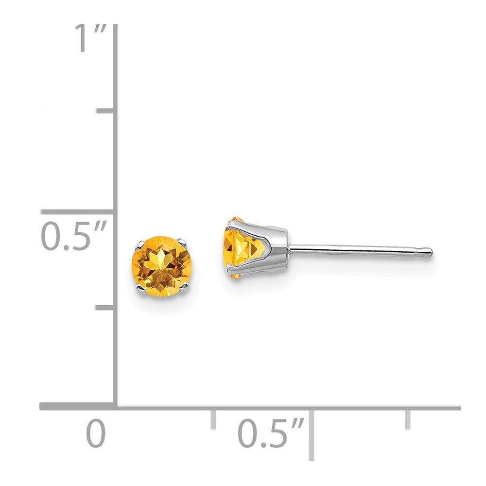 14k White Gold 4mm Citrine Stud Earrings