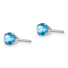 14K White Gold 4mm Blue Topaz Stud Earrings