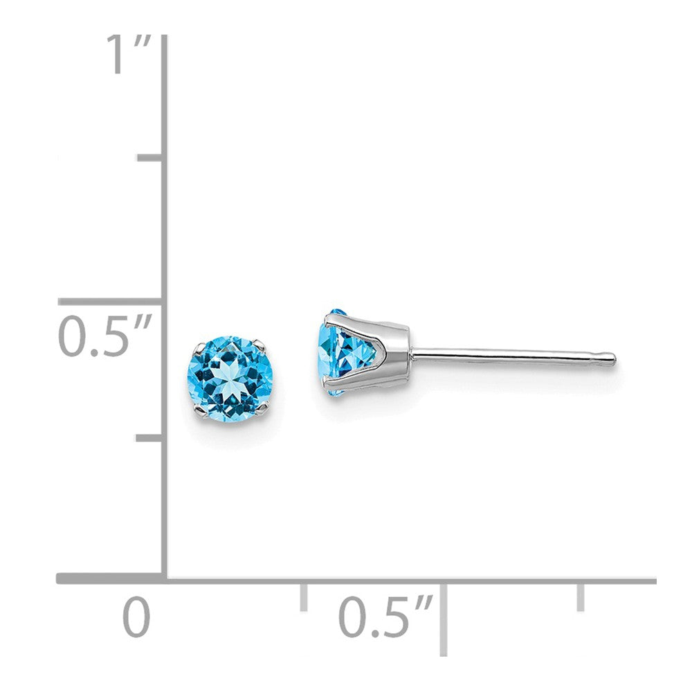 14k White Gold 4mm Blue Topaz Stud Earrings