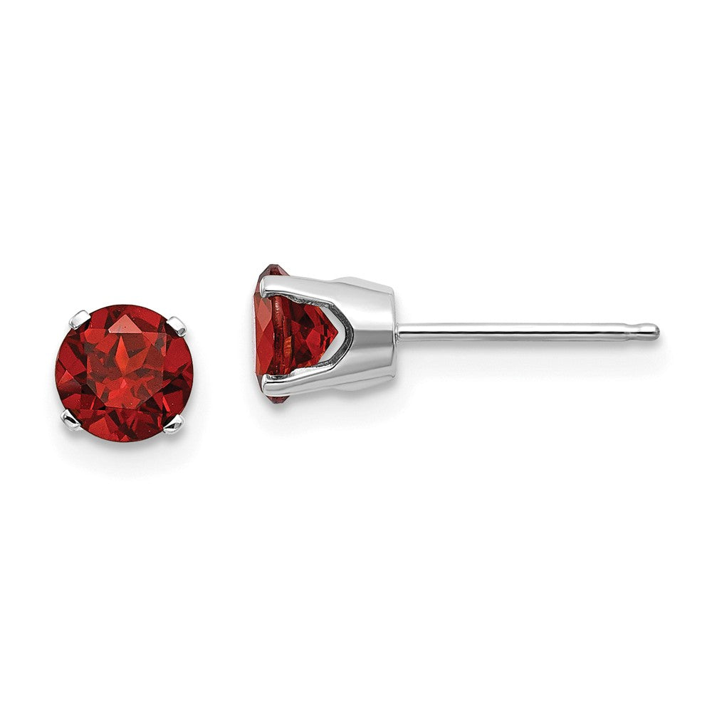 14K White Gold 5mm Garnet Stud Earrings