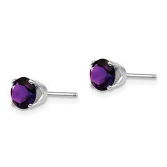 14K White Gold 5mm Amethyst Stud Earrings