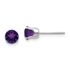 14K White Gold 5mm Amethyst Stud Earrings