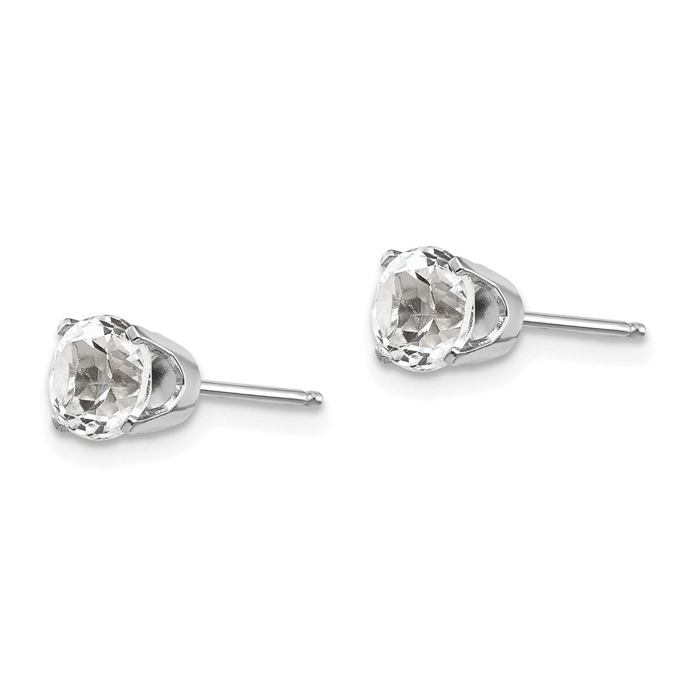 14K White Gold 5mm White Topaz Stud Earrings