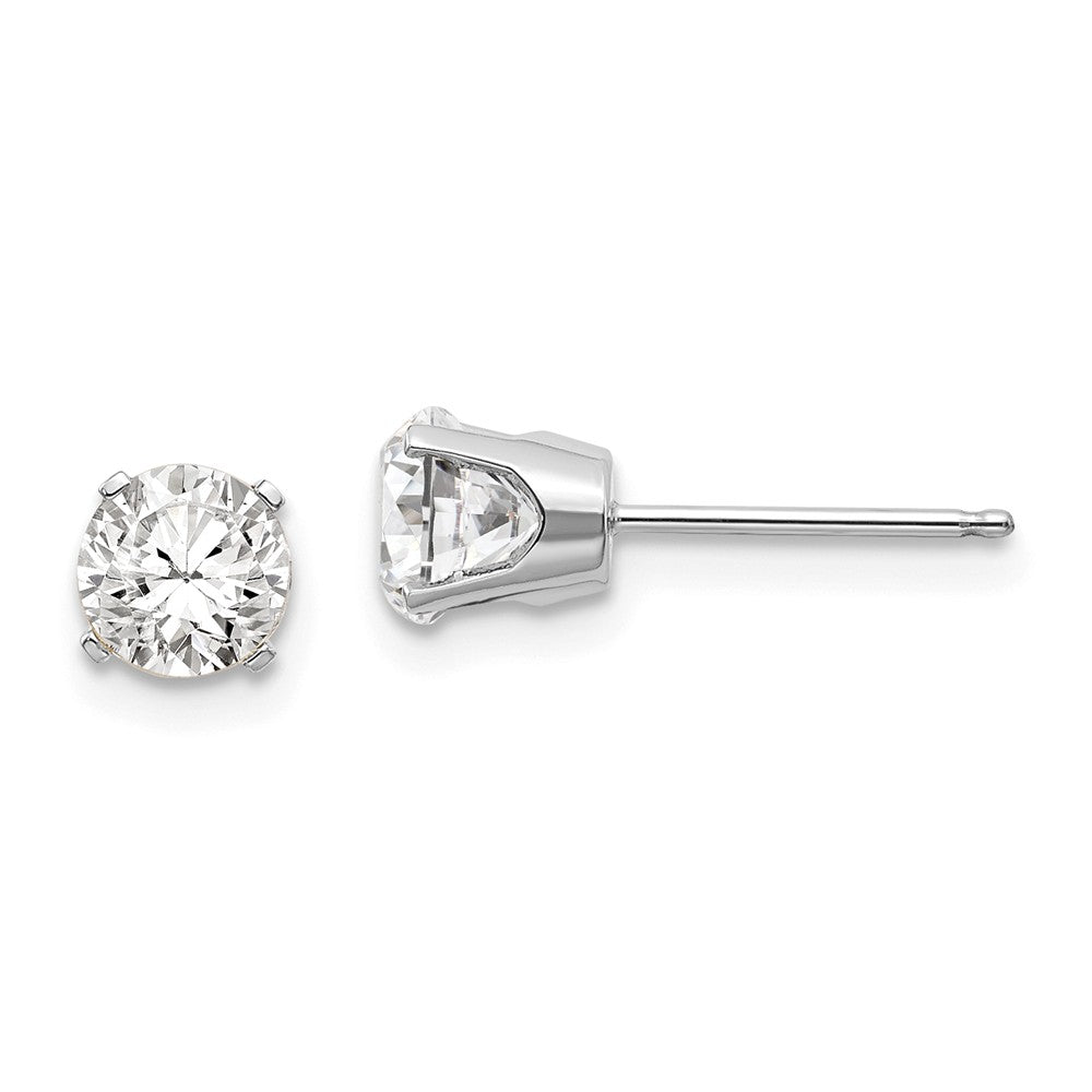 14K White Gold 5mm White Topaz Stud Earrings