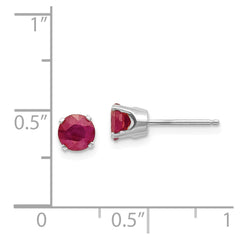 14k White Gold 5mm Ruby Stud Earrings