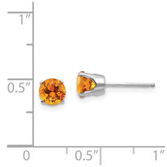 14k White Gold 5mm Citrine Stud Earrings