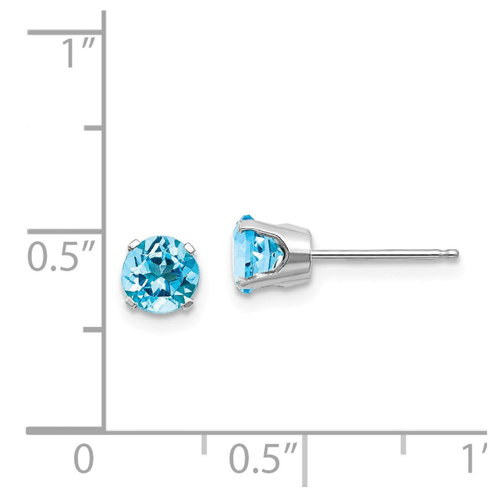 14k White Gold 5mm Blue Topaz Stud Earrings