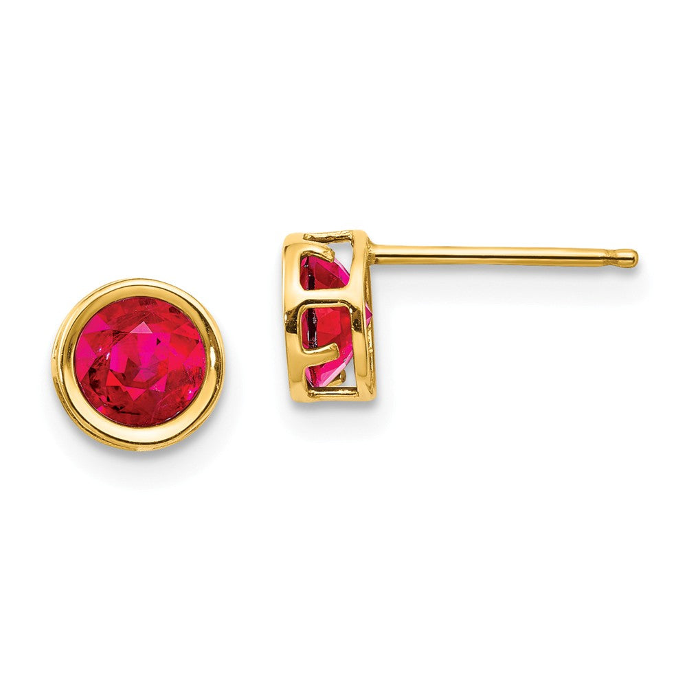 14K 5mm Bezel Ruby Stud Earrings