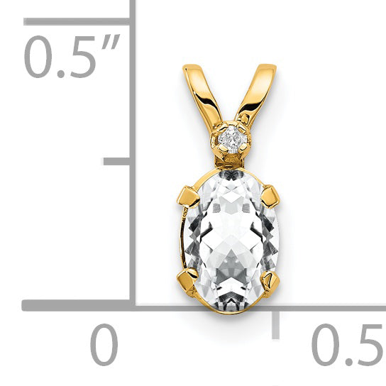 14K Diamond & White Topaz Birthstone Pendant