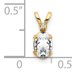 14K Diamond & White Topaz Birthstone Pendant