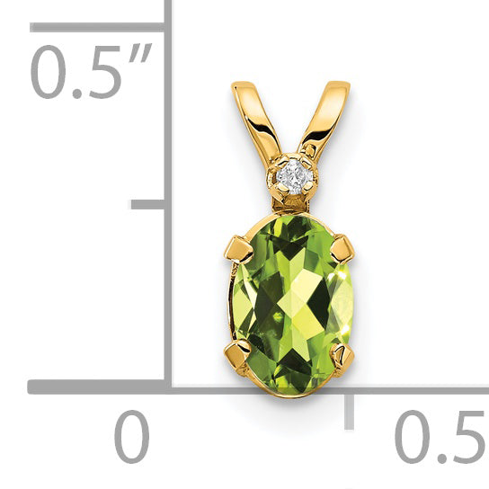 14K Diamond & Peridot Birthstone Pendant